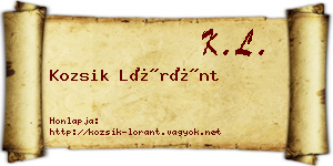 Kozsik Lóránt névjegykártya
